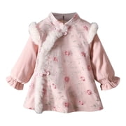 Otqutp Baby Girl Chinese Calendar New Year Dress Toddler National  tyle Plush Cheongsam Traditional Princess  airy  ang Suit