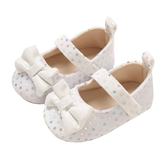 Otqutp Baby Girls Boys Bow Canvas Sandals Hook Loop Dot Sequins Glitter Walking Shoes New Born Closed Toe Ankle Summer Shoes
