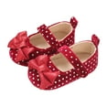 thumbnail image 1 of Otqutp Baby Girls Boys Bow Canvas Sandals Hook Loop Dot Sequins Glitter Walking Shoes New Born Closed Toe Ankle Summer Shoes, 1 of 9
