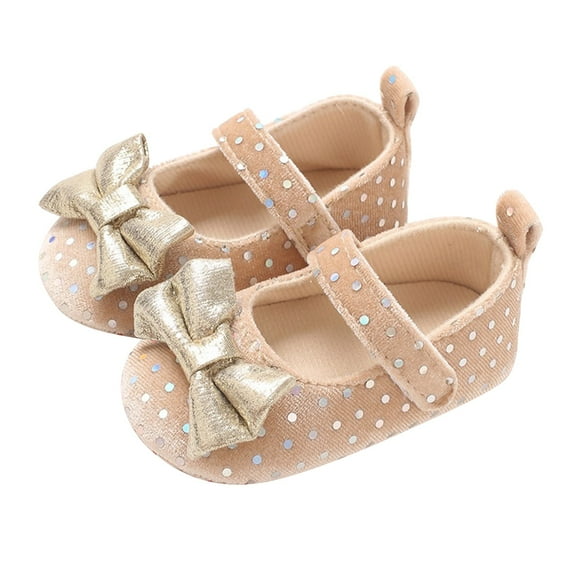 Otqutp Baby Girls Boys Bow Canvas Sandals Hook Loop Dot Sequins Glitter Walking Shoes New Born Closed Toe Ankle Summer Shoes
