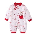 thumbnail image 1 of Otqutp Baby Girls Boys Calendar Chinese New Year Bodysuit Cute Kimono Tang Suit Red Long Sleeve Romper Fashion Button Jumpsuit Outfits(White-2,12-18 Months), 1 of 7