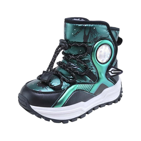 Otqutp Baby Girls Boys Snow Boots Outdoor Warm Comfortable Non Slip Mid Calf Padded Small Big Kids Winter Shoes for Cold Weather Outdoor(Green,10.5-11 Years)