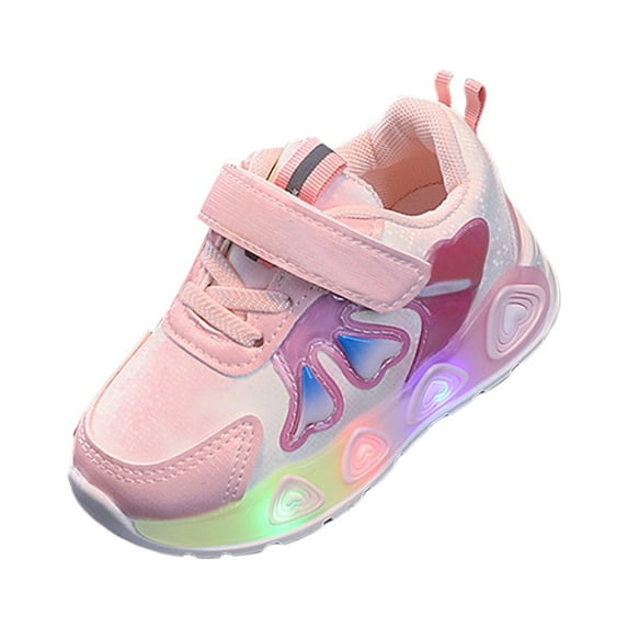 Otqutp Baby Girls Cartoon Lights up Sneakers Cute Funny Hook Loop Non Slip Sport Shoes Toddler New Born Walking Athletic Shoes