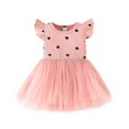 thumbnail image 1 of Otqutp Baby Girls Clothes Set Dress Toddler Girls Dresses Fly Sleeve Love Print Mesh Dress Summer Birthday Party Dress for 6M to 3 Years, 1 of 6