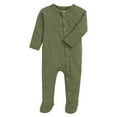 thumbnail image 1 of Otqutp Baby Girls Cute Ruffles Long Sleeve Candy Cane Printed Romper Bowknot Ribbed Bodysuits with Headbands Spring Autumn Outfits(2-Green,3-6 Months), 1 of 9