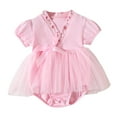 thumbnail image 1 of Otqutp Baby Girls Cute Solid Color Romper Robe Cotton Japanese Pajamas Short Sleeve Romper Tulle Tutu Dress Summer Clothes(Pink-a,0-3 Months), 1 of 5