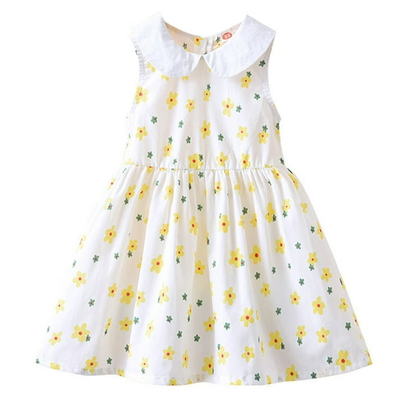 Otqutp Baby Girls Daily Sundress Toddler Girls Sleeveless Floral Prints Princess Dress Dance Party Dresses Clothes for 1 to 6 Years