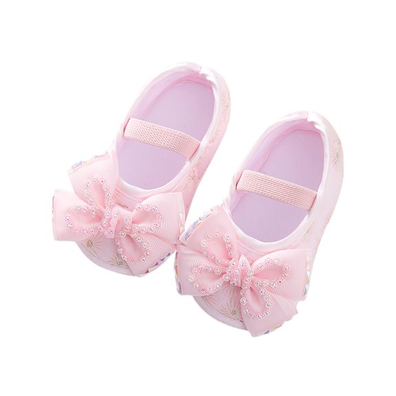 Otqutp Baby Girls Walking Shoes Toddler Cute Bow Shoes Children Princess Soft Sole Shoes Baby Round Toe Slip On Shoes