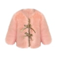 thumbnail image 1 of Otqutp Baby Girls Warm Cloak Coat Cute Winter Furry Cape Jacket Plush Outwear with Bowknot Fashion Button Coat for Children 1-12 Years(Pink,12-24 Months), 1 of 3