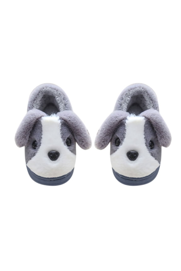 Little Boys Winter Sneakers Girls Boys Home Slippers Suede Warm Dog House Slippers for Toddler Indoor Outdoor Shoes 2-14 Years(Gray,5-6 Years)