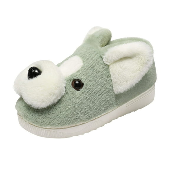 Otqutp Baby Home Slippers Girls Boys Home Slippers Suede Warm Dog House Slippers for Toddler Winter Indoor Outdoor Shoes House Shoes Bedroom Slipper(Green,5.5-6 Years)