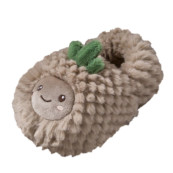 Otqutp Baby Indoor Slippers Fashion Autumn and Winter Boys and Girls Slippers Flat Bottom Soft Lightweight Comfortable Warm Cover Heel Cute Cute Fruit Pineapple Pattern Shoes(Gray,2.5-3 Years)
