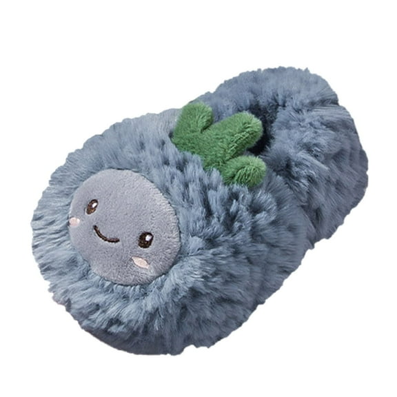 Otqutp Baby Indoor Slippers Fashion Autumn and Winter Boys and Girls Slippers Flat Bottom Soft Lightweight Comfortable Warm Cover Heel Cute Cute Fruit Pineapple Pattern Shoes(Blue,12-15 Months)