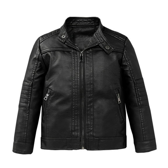 Otqutp Baby Jackets Windproof Winter Coat Fashion Thick Coat Motorcycle Kids Baby Jacket Boys Zip Novelty Long Sleeve Coat Kids Lightweight Coat(Black,6-7 Years)