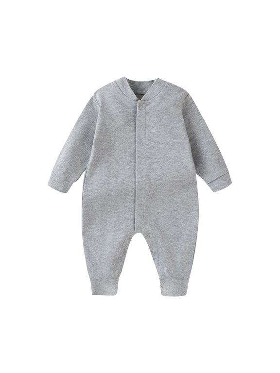 Baby Jumpsuit Long Sleeve Button Front Romper Toddler Soft Knit One Piece Bodysuit Solid Infant Jumpsuit for Daily Wear