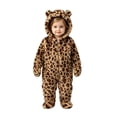 thumbnail image 1 of Otqutp Baby Leopard Hooded Jumpsuit Zipper Footed Romper Sherpa Plush Long Sleeve Bodysuits Infant Flannel Crawling Suit, 1 of 8