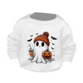 thumbnail image 1 of Otqutp Baby Long Sleeve Blouse Children's Halloween Cute Little Bats and Pumpkin Printed Round Neck Sweater Autumn Long Sleeve Hoodie(White,9-10 Years), 1 of 4