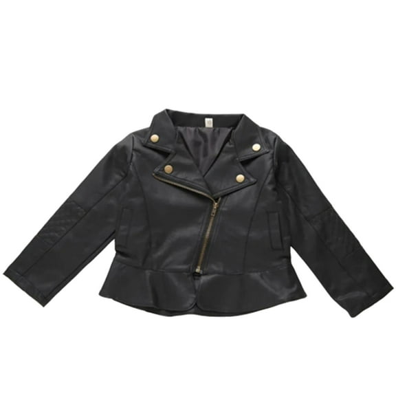 Otqutp Baby Long Sleeve Jacket Kids Leather Zipper Outerwear Long Sleeve Coat Short Jacket Coat for Boys Girls Lapel Jacket(B,9-12 Months)