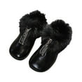 thumbnail image 1 of Otqutp Baby Nonslip Shoes Fashion Autumn and Winter Children Boots for Girls Flat Bottom PU Leather Non-slip Solid Color Plush Warm Comfortable Zipper(Black,7-8 Years), 1 of 5