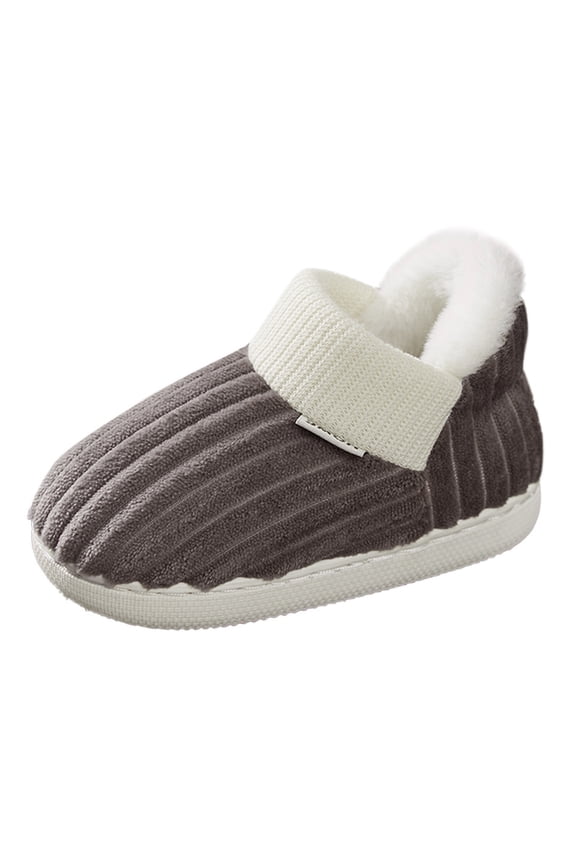 Baby Nonslip Slippers Kids Home Slippers Girls Boys Slippers Cotton Comfy House Slippers Bedroom Home Slippers Winter Warm Indoor Shoes(Silver,2.5-3 Years)