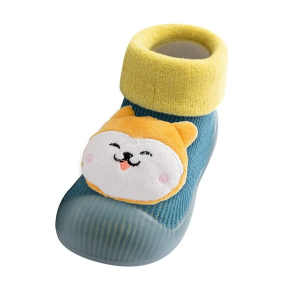 Otqutp Baby Nonslip Slippers Kids Toddler Baby Boys Girls Patchwork Warm Knit Soft Sole Rubber Shoes Socks Slipper Stocking House Shoes Bedroom Slipper(Green,2-2.5Years)