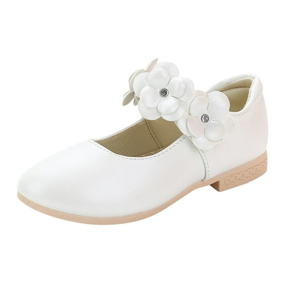 Otqutp Baby Performance Shoes Children Shoes White Leather Shoes Bowknot Girls Princess Shoes Single Shoes Dance Sandals