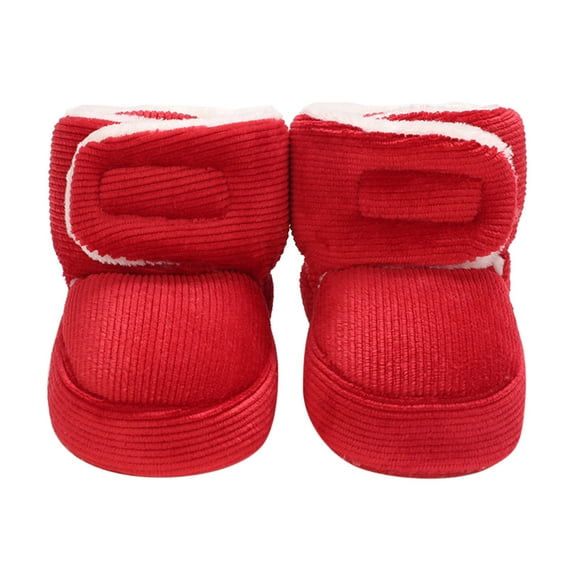 Otqutp Baby Pull-On Shoes Winter Children and Toddler Shoes Boys and Girls Cotton Boots Solid Color Simple Design Hook Loop For Warm and Comfort(Red,12-18 Months)