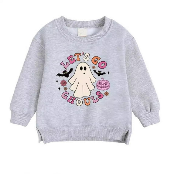 Otqutp Girls Oversized Sweatshirts Crewneck Pullover Kids Cute Cotton Halloween Sweater Fashion Fleece Drop Shoulder Clothes
