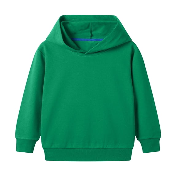 Otqutp Baby Round Neck Sweatshirt Toddler/kids Boys/girls Spring/autumn Hooded Long Sleeve Solid Color Sweatshirt Daily School Sporty Wear(Green,7-8 Years)