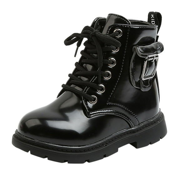 Otqutp Baby Round Toe Boots Boys and Girls Ankle Boots Short Boots Toddler Boots Waterpoor Leather Shoes Toddler Boots Comfort Flat Dress Shoes(A,3-3.5 Years)