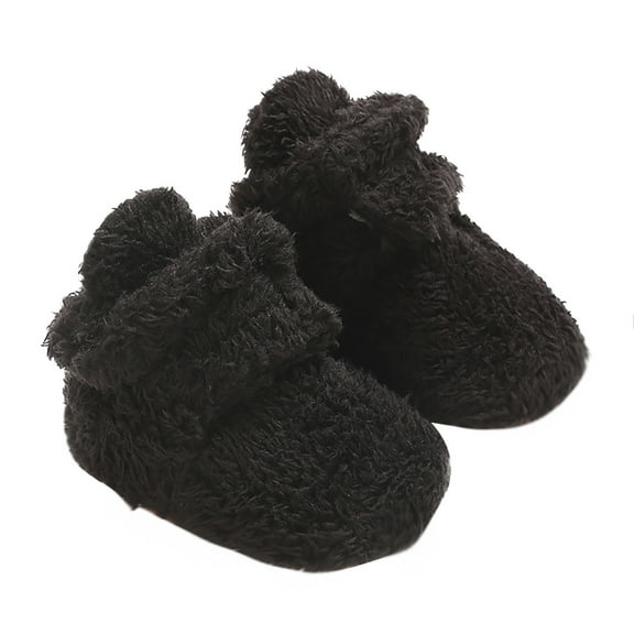 Otqutp Baby Round Toe Sneakers Baby Snow Shoes Prewalker Boots Booties Toddler Soft First Girls Warming Boys Baby Shoes Lightweight Shoes(Black,6-9Months)