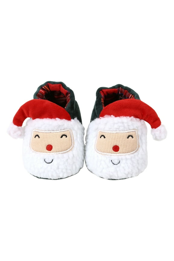 Baby Santa Winter Warm Slippers Snow Boots Christmas Booties Soft Crib Shoes Soft Bottom Warm Socks Children Crib Shoes(Green,12-18 Months)