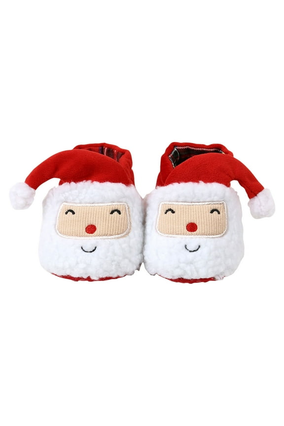Baby Santa Winter Warm Slippers Snow Boots Christmas Booties Soft Crib Shoes Soft Bottom Warm Socks Children Crib Shoes(Red,6-9 Months)