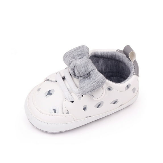 Otqutp Baby Soft Bottom Sneakers 0 to 12 Months Baby Boys Sneakers Girls Cute Bow PU Leather Lace Up Walking Shoes Flat Shoes