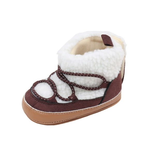Otqutp Baby Soft Sole Shoes Boys Snow Boots Winter Non Slip Boots Hiking Outdoor Shoes Suitable for Boys and Girls (//Big Kids) Lightweight Kids Ankle Booties Outdoor Walking(Brown,9-12 Months)