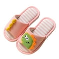thumbnail image 1 of Otqutp Baby Solid Color Slippers Cute Dinosaur Pattern House Slippers For Toddler Open Toe Cotton Linen Comfort Slip On Indoor Home Slippers For Girls Boys(Green,10-10.5 Years), 1 of 4