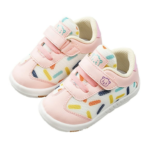 Otqutp Baby Solid Color Sneakers Autumn Winter Baby Girls Boys Children's Shoes Sports Shoes Flat Bottom Non Slip Non Slip Breathable Soft Shoes(Pink,9-12 Months)