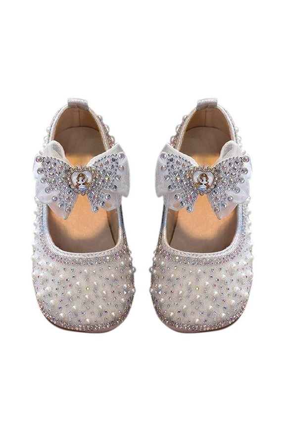 Baby Summer Footwear Toddler Girls Glittery Dress Princess Bow Ballet Shoes Baby Soft Soled Leather Shoes