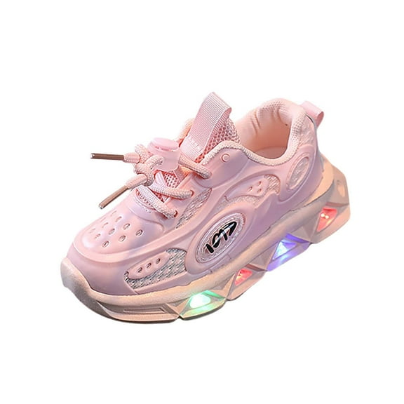 Otqutp Baby Toddler Rubber Foam Light up Sneakers Lace Lightweight Toddler First Walking Non Slip Sport Shoes Running Outdoor