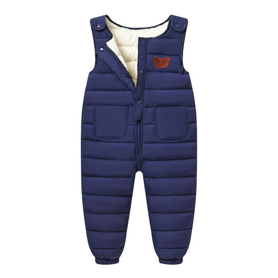 Otqutp Baby Toddler Snow Pants Snow Bib Overalls Snowsuit Baby Boys Girls Winter Warm Down Pants Thicken Windproof Water Ski Pants(Blue,1-2 Years)