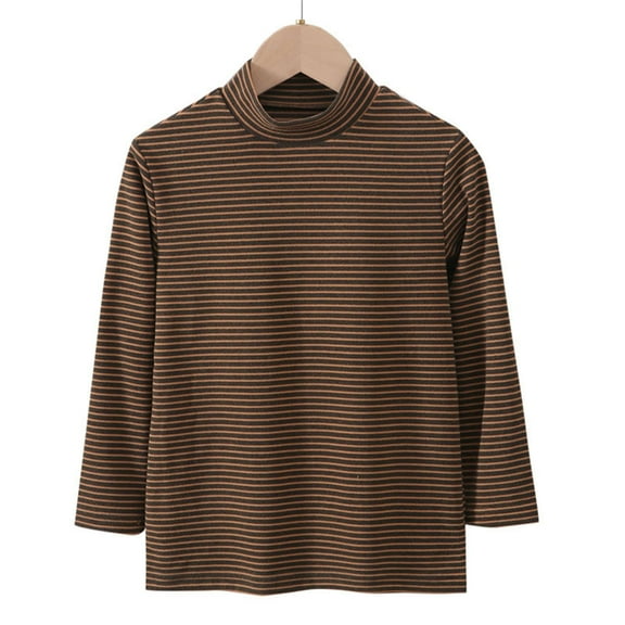 Otqutp Baby Turtleneck Shirts Kids Boys Fall and Winter Solid Color High Neck Long Sleeve Thickened Bottoming Shirt T Shirt Soft Cotton Tops (Khaki-2,3-4 Years)