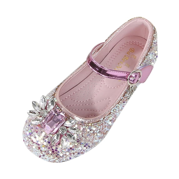 Otqutp Baby Walking Shoes Fashion Autumn Toddler Girls Casual Shoes Dance Shoes Round Toe Buckle Dress Shoes for 4 to 12 Years