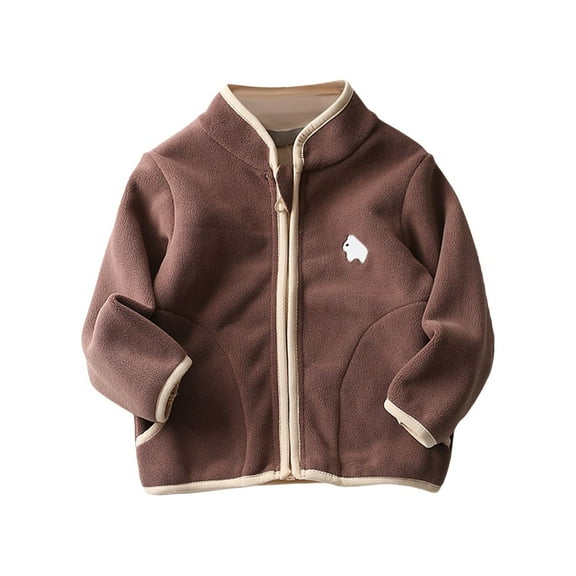 Otqutp Baby Warm Outwear Autumn Winter Toddler Girl Boy Long Sleeve Simple Solid Color Children's Dress Stand Collar Coat for 1 To 7 Years(Brown,5-6 Years)