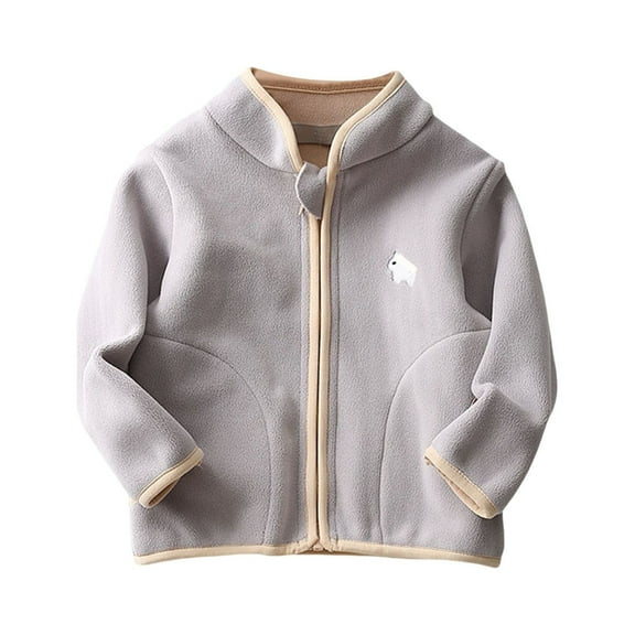 Otqutp Baby Warm Outwear Autumn Winter Toddler Girl Boy Long Sleeve Simple Solid Color Children's Dress Stand Collar Coat for 1 To 7 Years(Grey,6-7 Years)