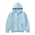 thumbnail image 1 of Otqutp Baby Warm Overcoats Windproof Toddler Kids Outwear Long Sleeve Round Neck Solid Color Jacket Zipper Hooded Windproof Long Sleeve Coats for Girls Boys(Light Blue,6-7 Years), 1 of 5