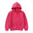 thumbnail image 1 of Otqutp Baby Warm Overcoats Windproof Toddler Kids Outwear Long Sleeve Round Neck Solid Color Jacket Zipper Hooded Windproof Long Sleeve Coats for Girls Boys(Hot Pink,3-4 Years), 1 of 5