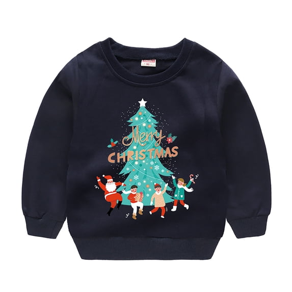 Otqutp Baby Warm Pullovers Toddler Children Winter Christmas Long Sleeve Cartoon Printed Letter Hoodie Top Sweatshirt Outwear Pullover Shirt Fall Clothes(Q,2-3 Years)