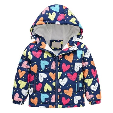 Otqutp Baby Warm Snowsuit Toddler Boys Girls Winter Hooded Cute Printed Top Long Sleeve Zipper Padded Thick Jacket with Pockets Fall Winter Clothes Coat(D,18-24 Months)