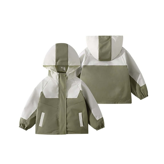 Otqutp Baby Warm Winter Coat Girls Fashion Long Sleeve Outdoor Windproof Donation Three In One Fall and Winter Punching Jacket(Green,5-6 Years)
