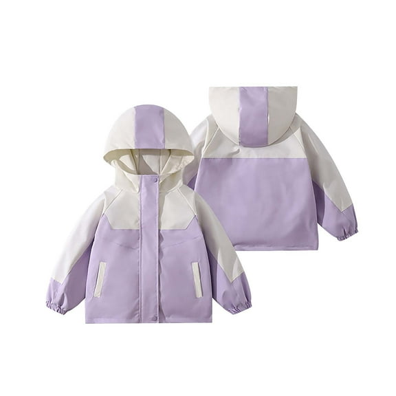 Otqutp Baby Warm Winter Coat Girls Fashion Long Sleeve Outdoor Windproof Donation Three In One Fall and Winter Punching Jacket(Purple,3-4 Years)